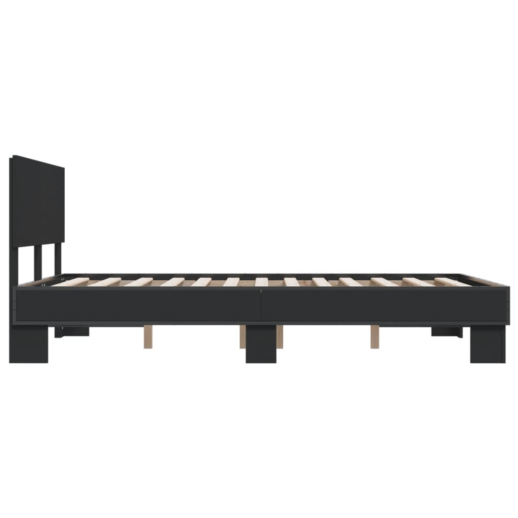 Bed Frame | Black | Engineered wood and metal | Double |  Durable