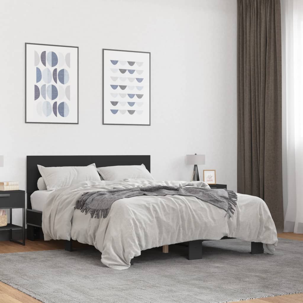 Bed Frame | Black | Engineered wood and metal | Double |  Durable