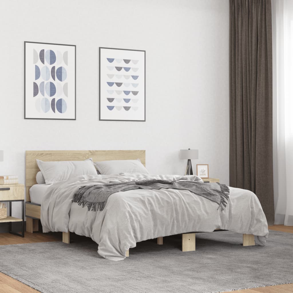 Bed Frame | Sonoma Oak | Engineered wood, metal, plywood | Double