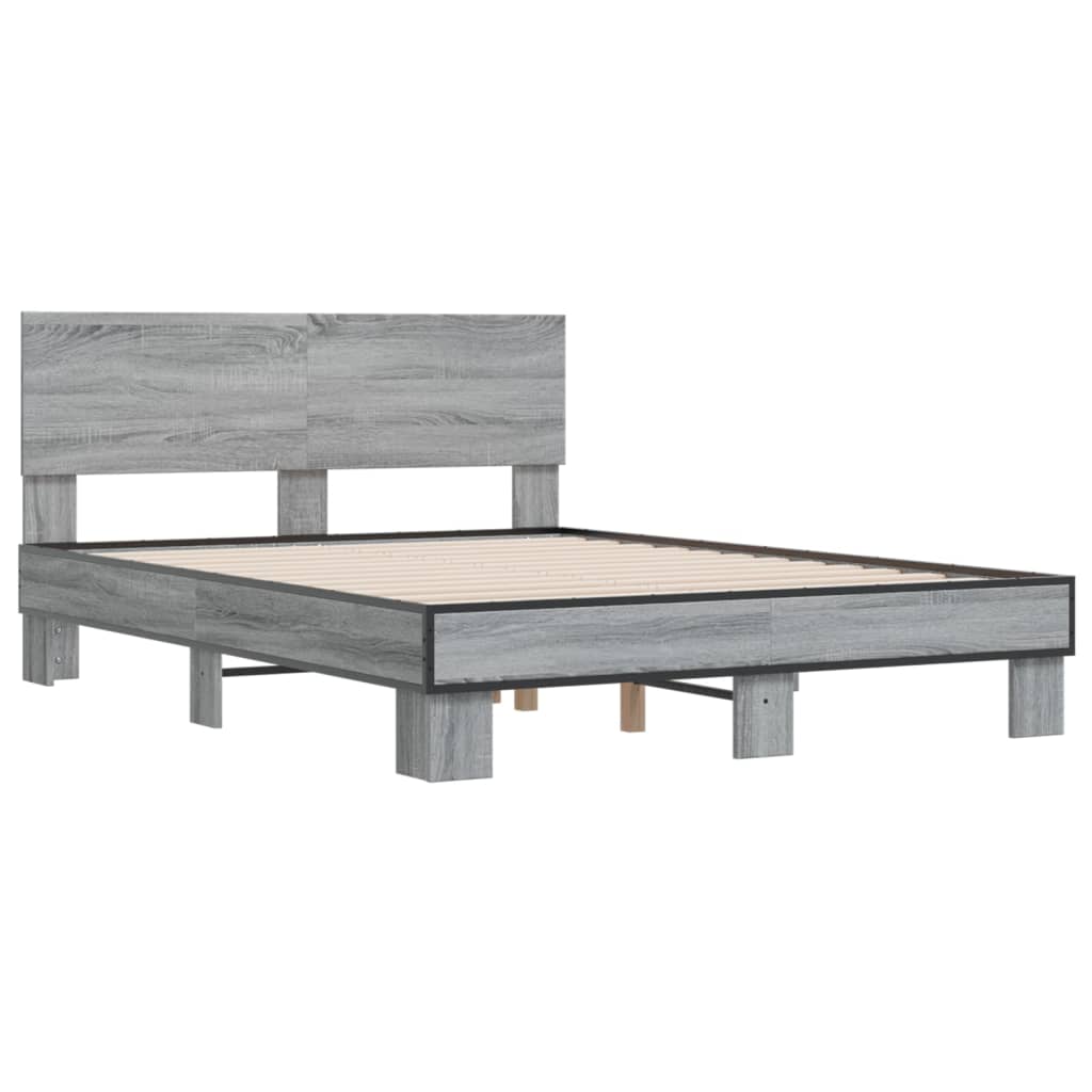 Bed Frame | Grey Sonoma | Engineered wood, metal | Double | Bed Frame