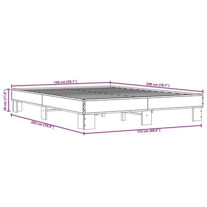 Bed Frame without Mattress Grey Sonoma 150x200 cm King Size