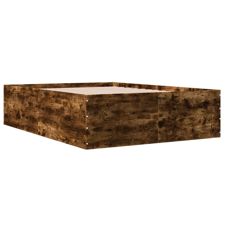Bed Frame Smoked Oak 120x200 cm Engineered Wood