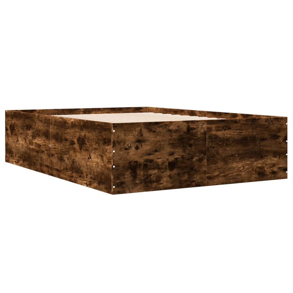 Bed Frame Smoked Oak 120x200 cm Engineered Wood