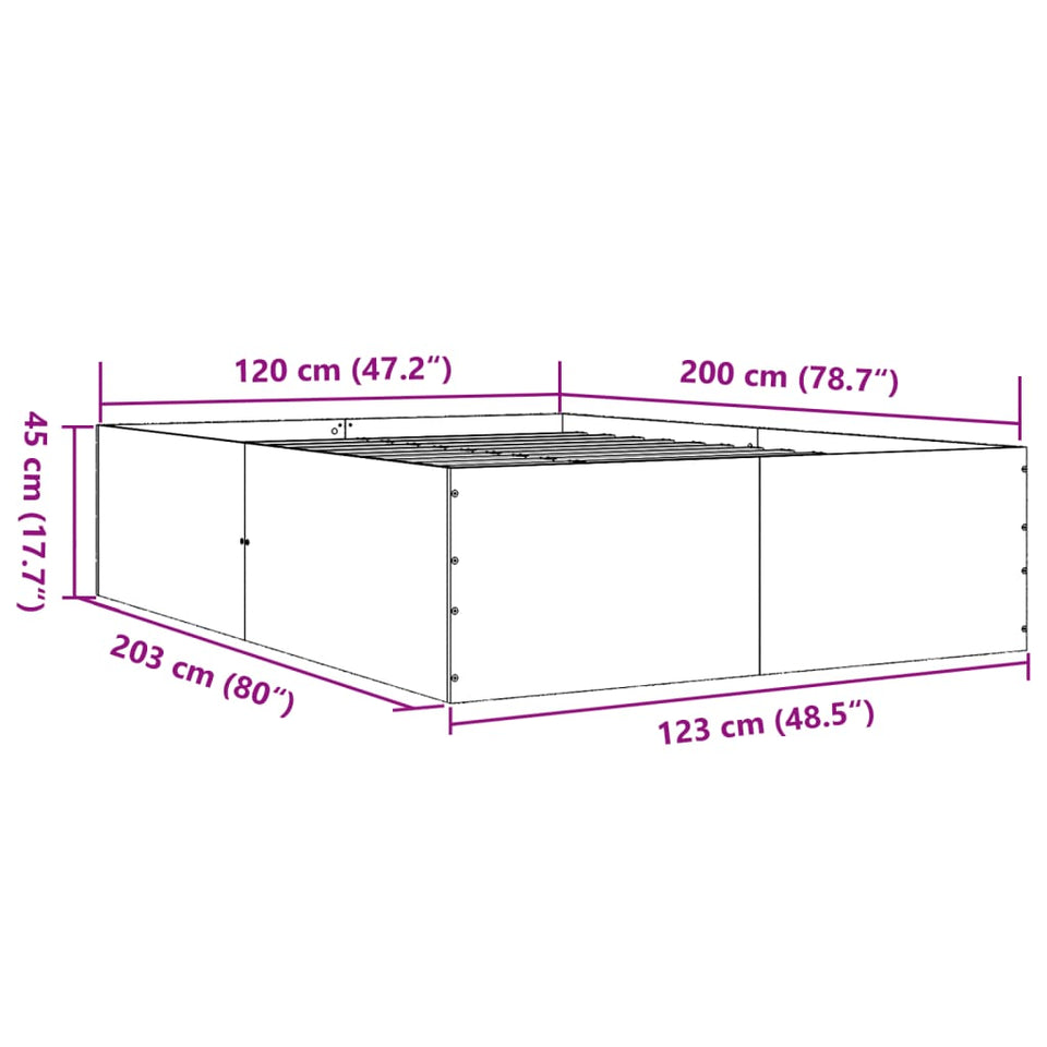 Bed Frame Smoked Oak 120x200 cm Engineered Wood