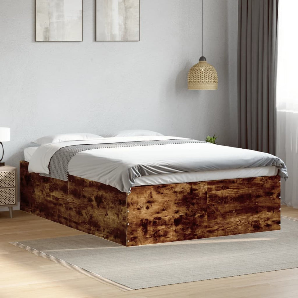 Bed Frame Smoked Oak 120x200 cm Engineered Wood
