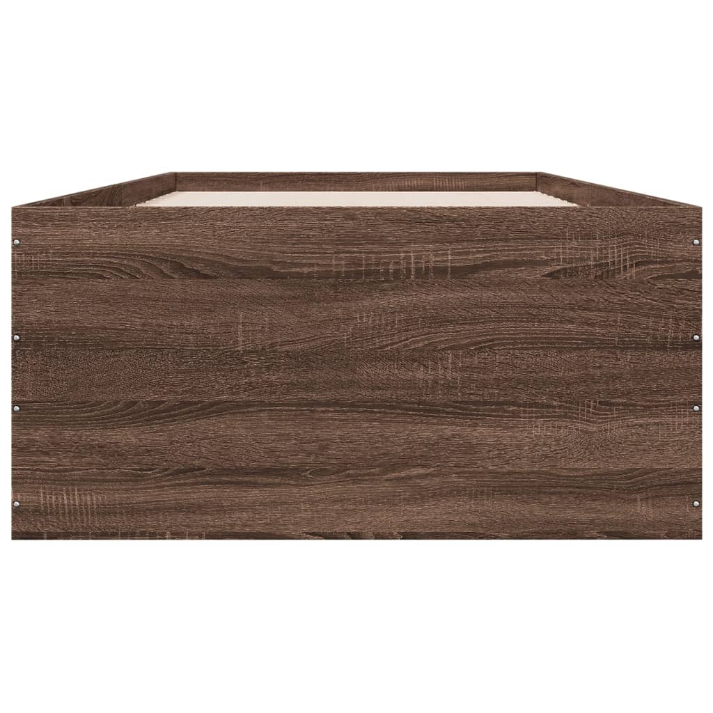 Bed Frame without Mattress Brown Oak 100x200 cm