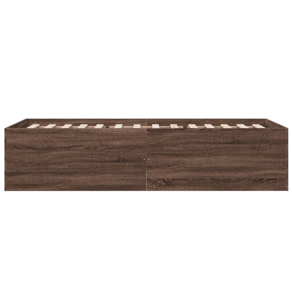 Bed Frame without Mattress Brown Oak 100x200 cm