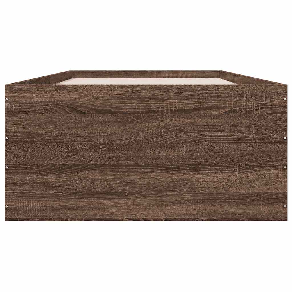 Bed Frame without Mattress Brown Oak 90x200 cm