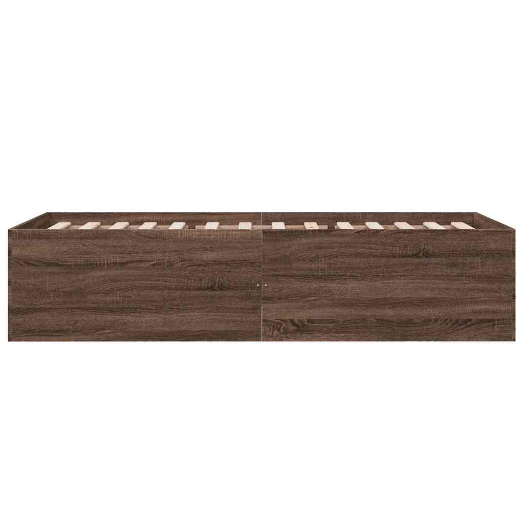 Bed Frame without Mattress Brown Oak 90x200 cm