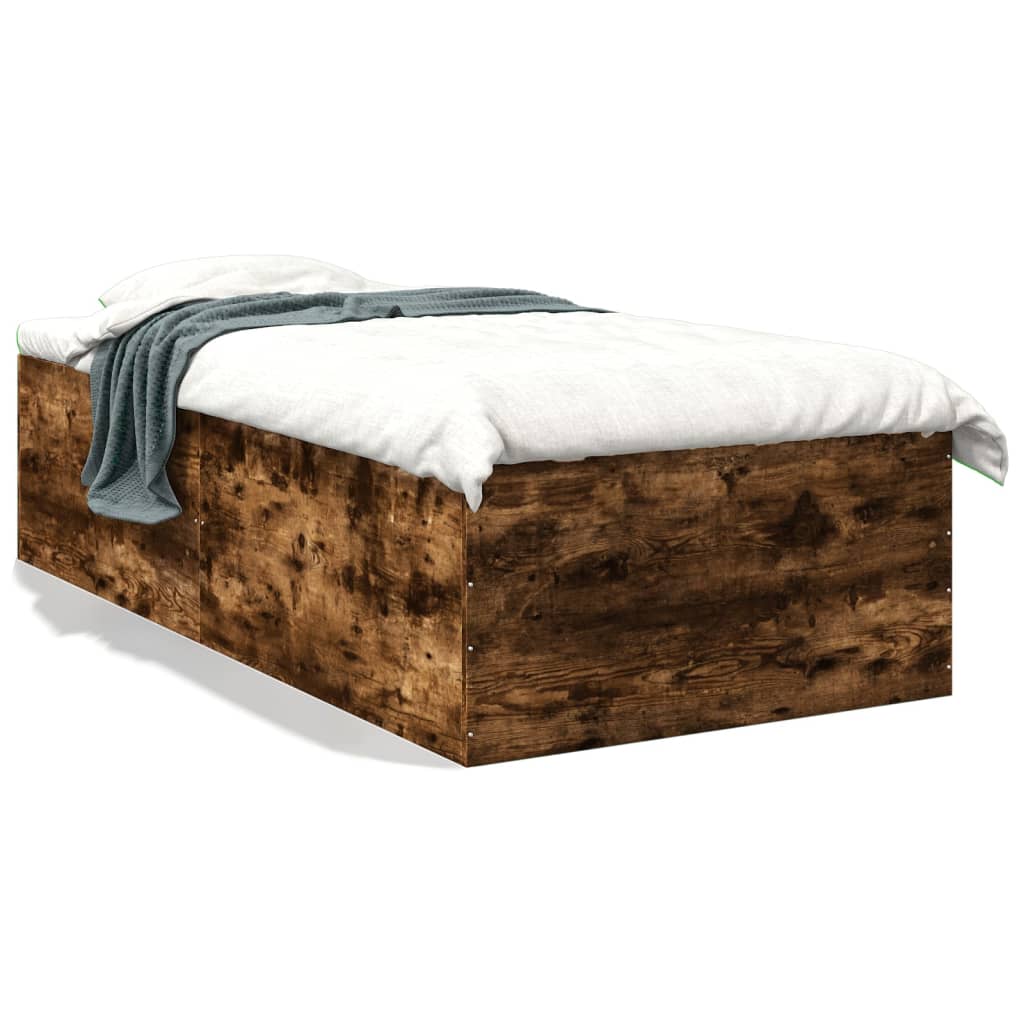 Bed Frame without Mattress Smoked Oak 75x190 cm Small Single