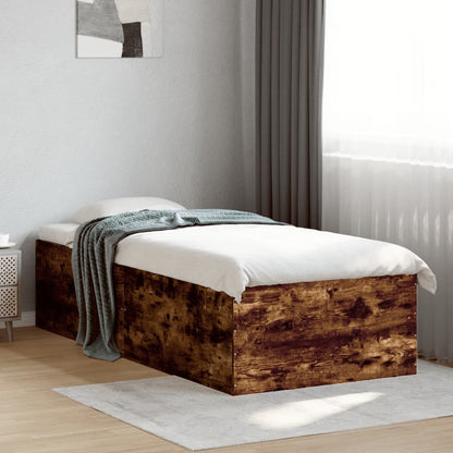 Bed Frame without Mattress Smoked Oak 75x190 cm Small Single