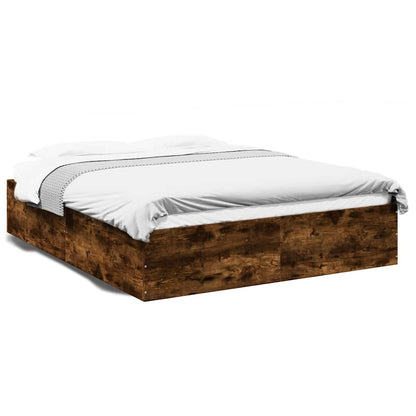 Bed Frame without Mattress Smoked Oak 150x200 cm
