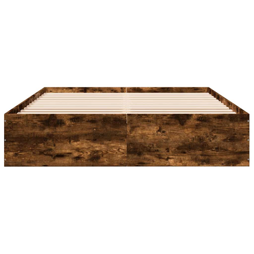 Bed Frame without Mattress Smoked Oak 150x200 cm