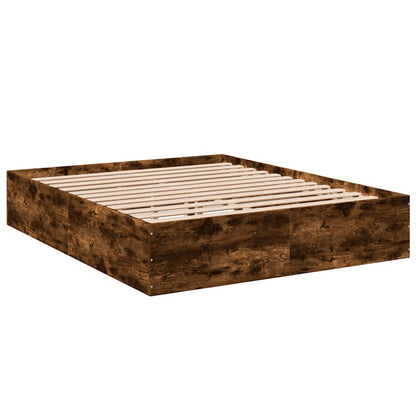 Bed Frame without Mattress Smoked Oak 150x200 cm