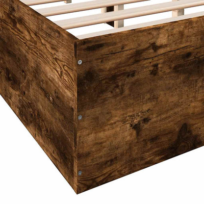 Bed Frame without Mattress Smoked Oak 150x200 cm