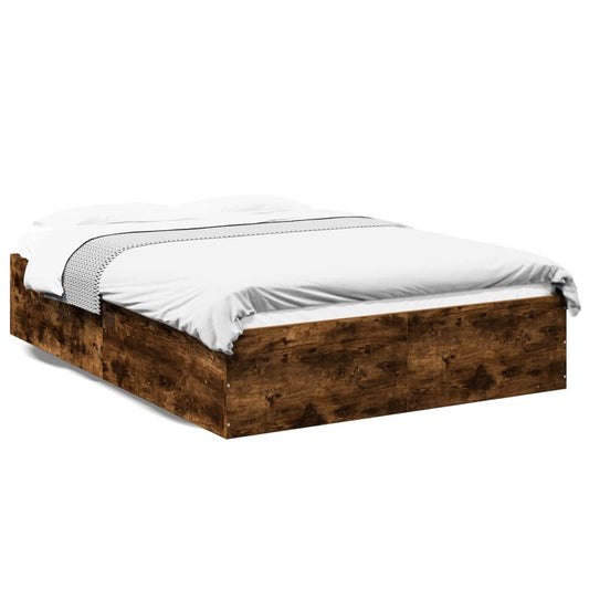 Bed Frame without Mattress Smoked Oak 120x190 cm Small Double