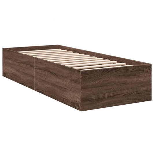 Bed Frame without Mattress Brown Oak 90x200 cm