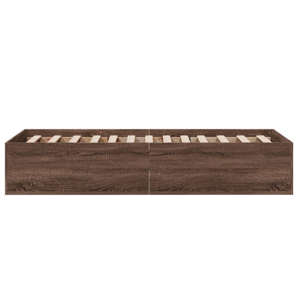 Bed Frame without Mattress Brown Oak 90x200 cm