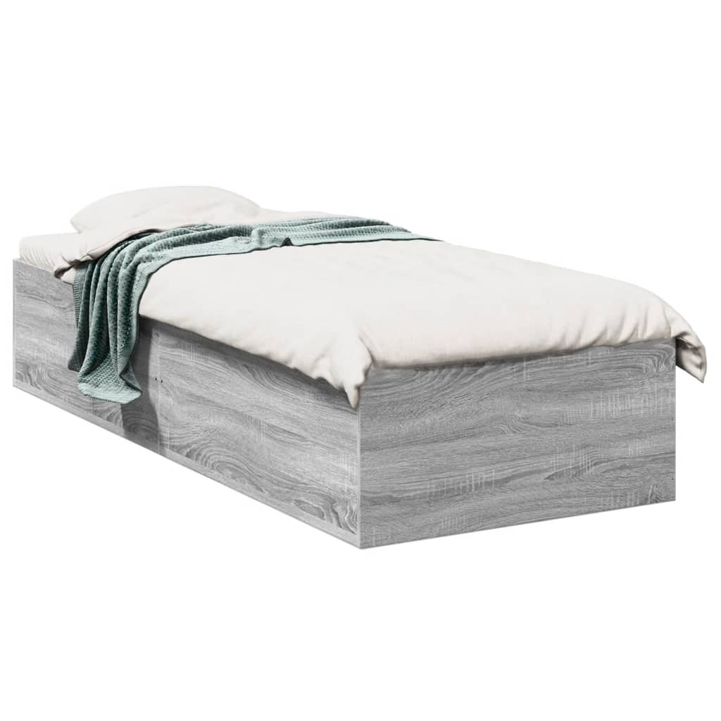 Bed Frame without Mattress Grey Sonoma 90x190 cm Single