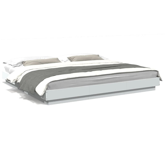 Bed Frame with LED Lights without Mattress White 200x200cm