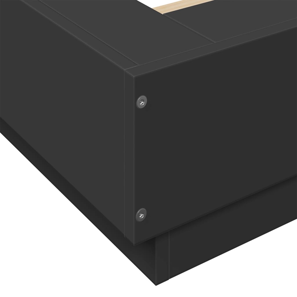 Bed Frame with LED Lights without Mattress Black 200x200cm