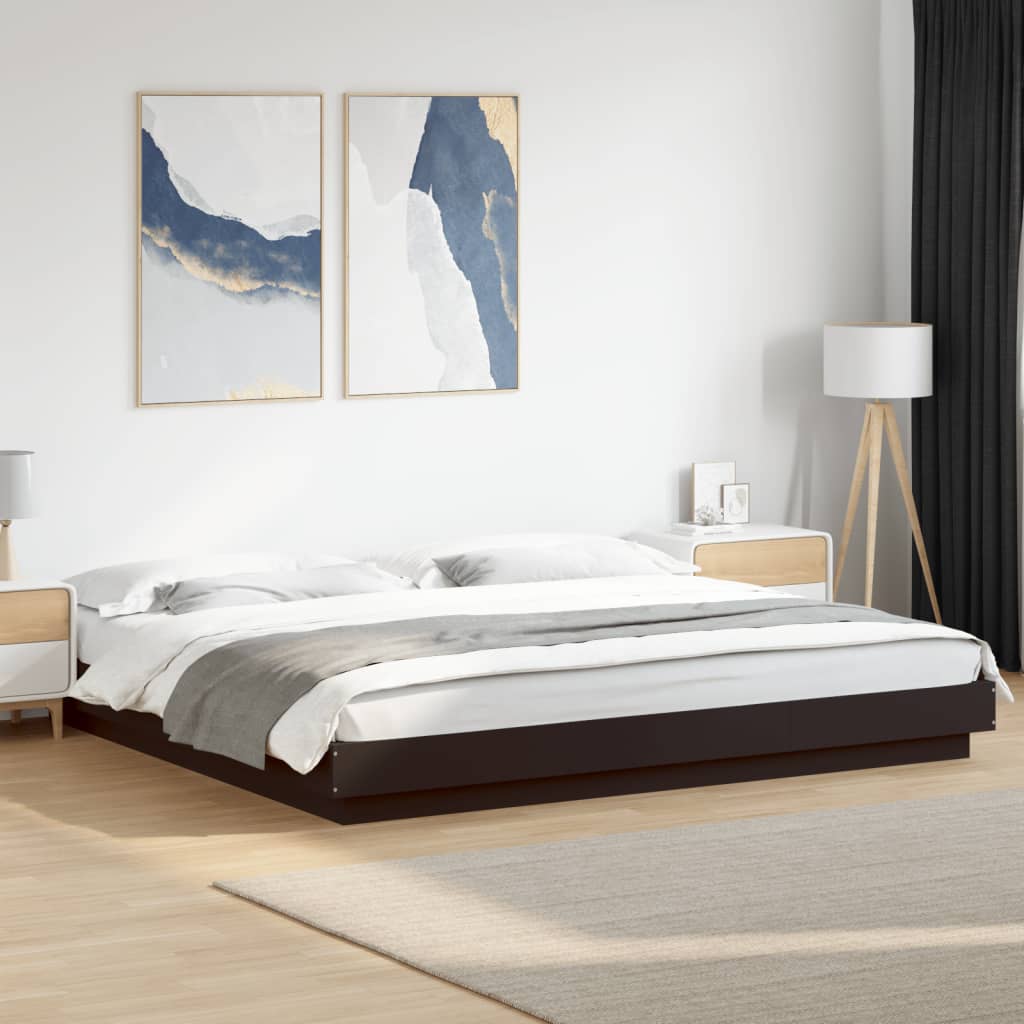 Bed Frame with LED Lights without Mattress Black 200x200cm