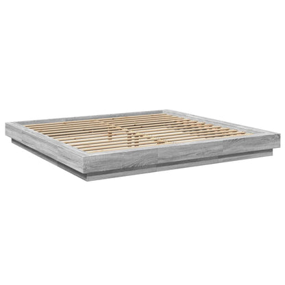 Bed Frame with LED Lights without Mattress Grey Sonoma 200x200cm