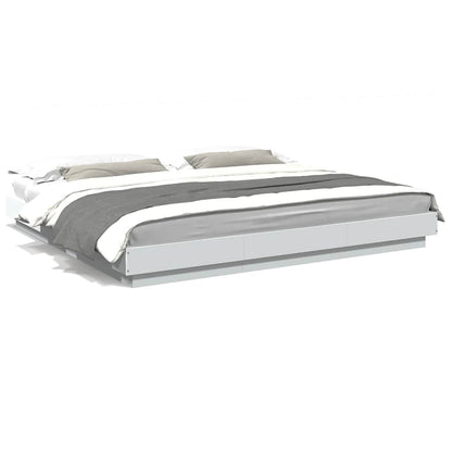 Bed Frame with LED Lights without Mattress White 180x200cm