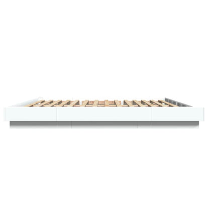 Bed Frame with LED Lights without Mattress White 180x200cm