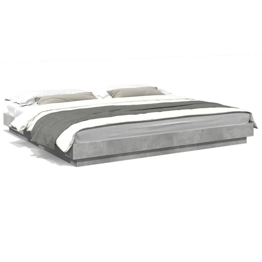 Bed Frame with LED Lights without Mattress Concrete Grey 180x200cm