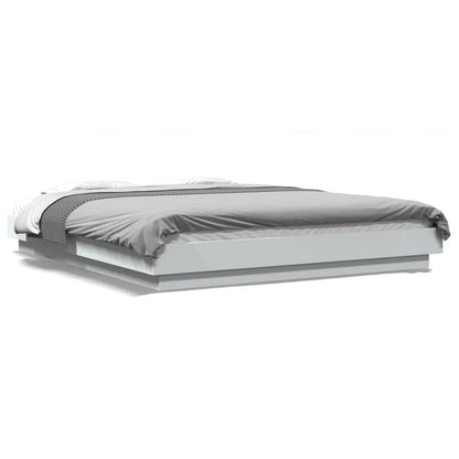 Bed Frame with LED Lights without Mattress White 160x200cm