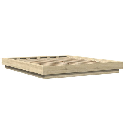 Bed Frame with LED Lights without Mattress Sonoma Oak 160x200cm