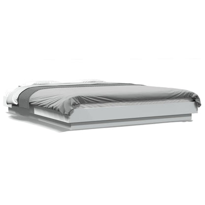 Bed Frame with LED Lights without Mattress White 150x200cm