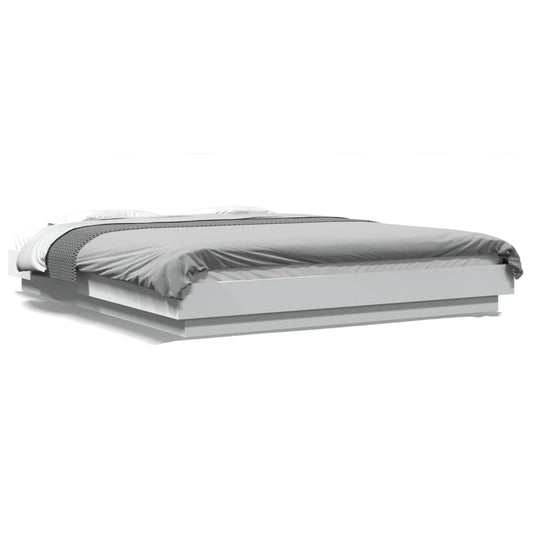 Bed Frame with LED Lights without Mattress White 150x200cm