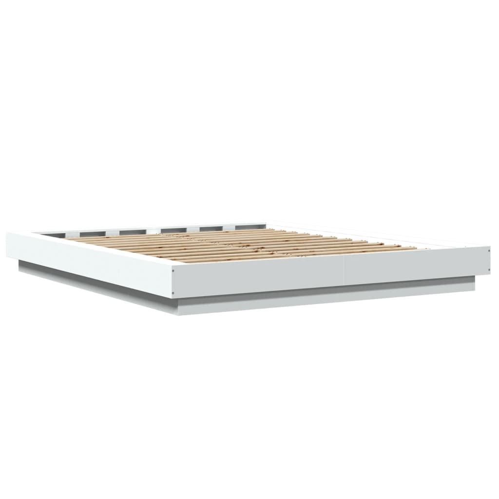 Bed Frame with LED Lights without Mattress White 150x200cm