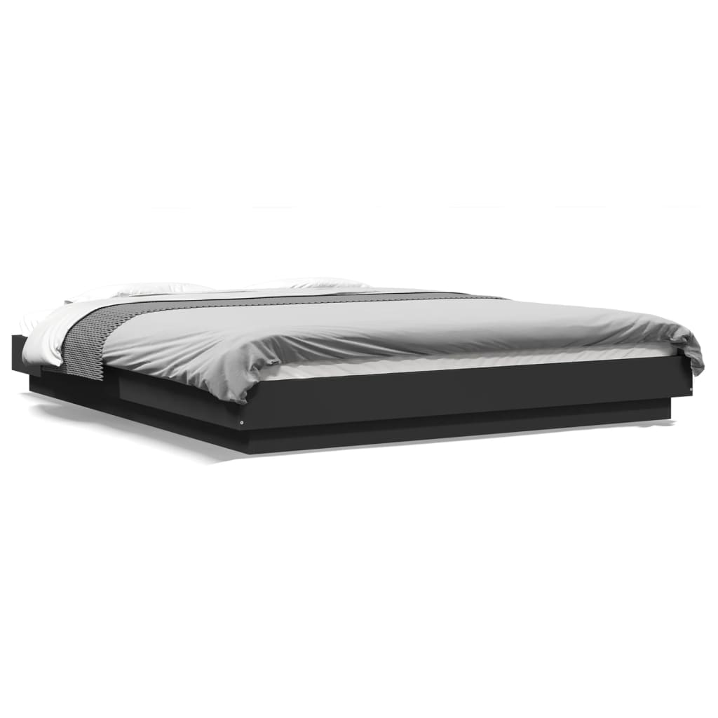 Bed Frame with LED Lights without Mattress Black 150x200cm