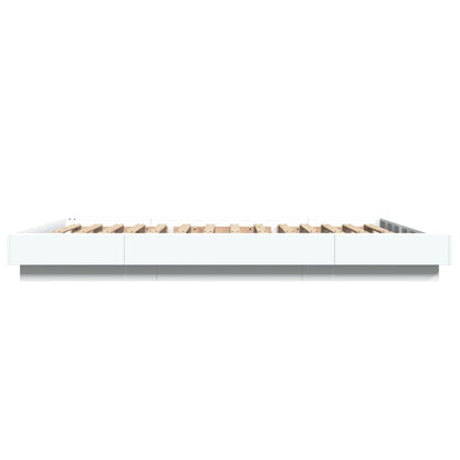 Bed Frame with LED Lights without Mattress White 140x200cm