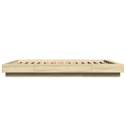 Bed Frame with LED Lights without Mattress Sonoma Oak 140x200cm
