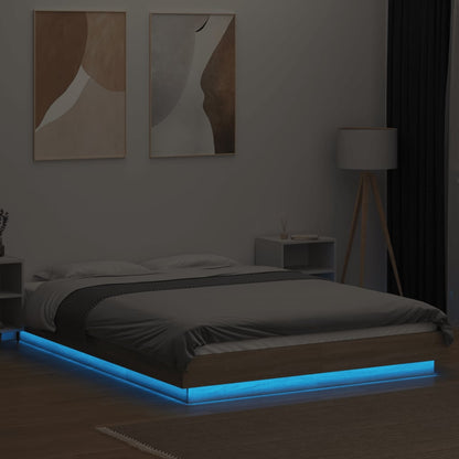 Bed Frame with LED Lights without Mattress Sonoma Oak 120x200cm
