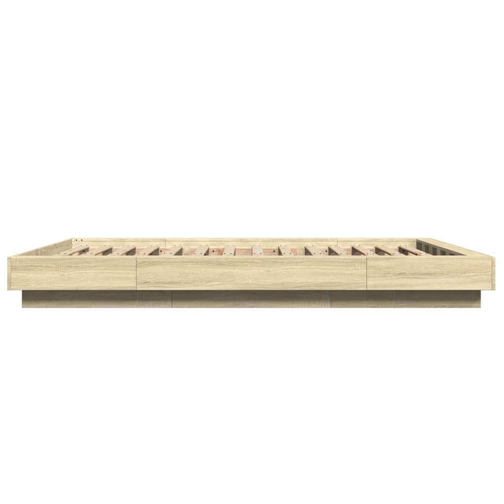 Bed Frame with LED Lights without Mattress Sonoma Oak 120x200cm