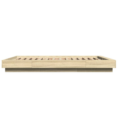 Bed Frame with LED Lights without Mattress Sonoma Oak 120x200cm