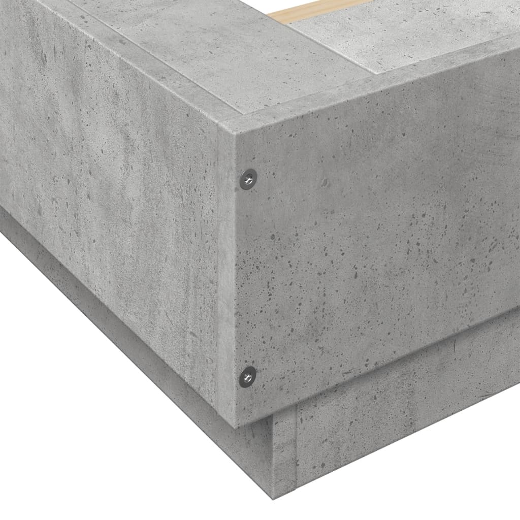 Bed Frame with LED Lights without Mattress Concrete Grey 120x200cm