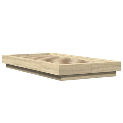Bed Frame with LED Lights without Mattress Sonoma Oak 100x200cm