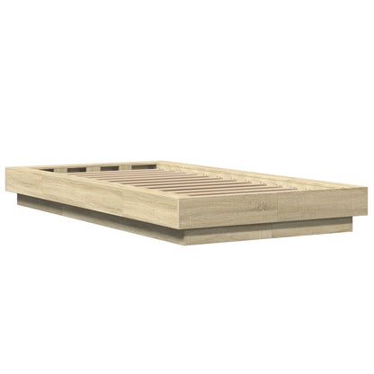 Bed Frame with LED Lights without Mattress Sonoma Oak 100x200cm