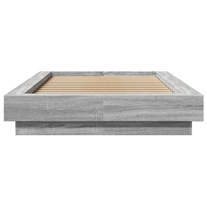 Bed Frame with LED Lights without Mattress Grey Sonoma 100x200cm