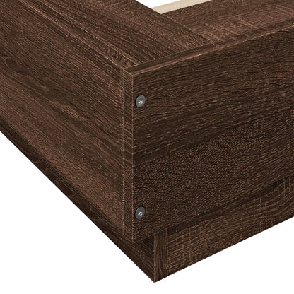 Bed Frame with LED Lights without Mattress Brown Oak 100x200cm