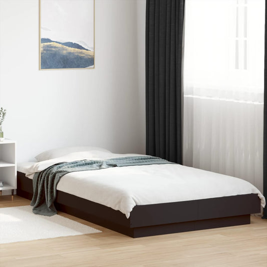 Bed Frame with LED Lights without Mattress Black 90x200cm