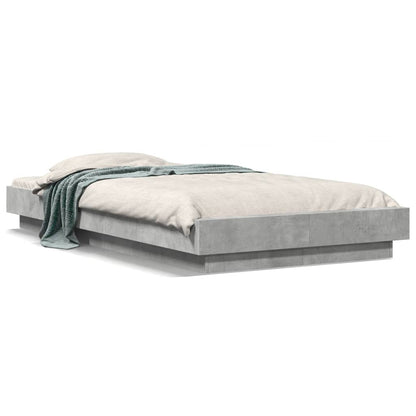 Bed Frame with LED Lights without Mattress Concrete Grey 90x200cm
