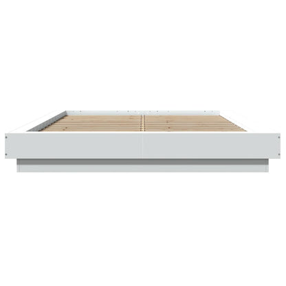 Bed Frame with LED Lights without Mattress White 140x190cm
