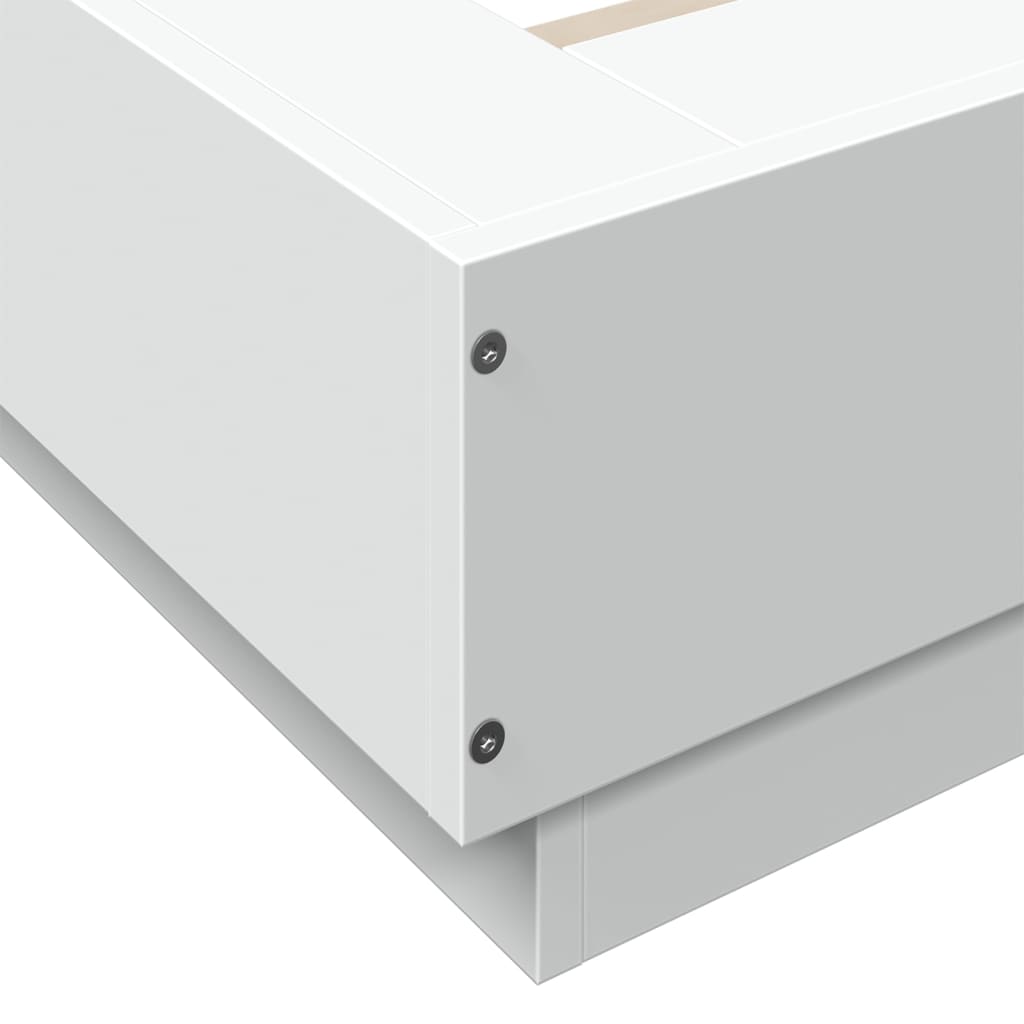 Bed Frame with LED Lights without Mattress White 140x190cm